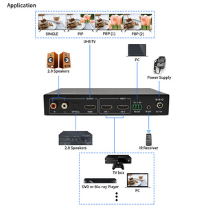 2x1 Multi-VIEWER 4K60Hz HDMI Seamless Switch Compatible con control IR RS232, con audio óptico analógico UHD Switch 2X1 HDMI Multiviewer