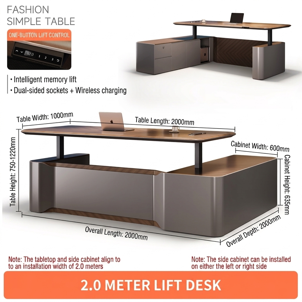 2m adjustable height desk