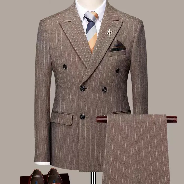 New Product Slim Three Piece Suit Men's Jackets Casual Double Breasted Suit For Groom Best Man Dress