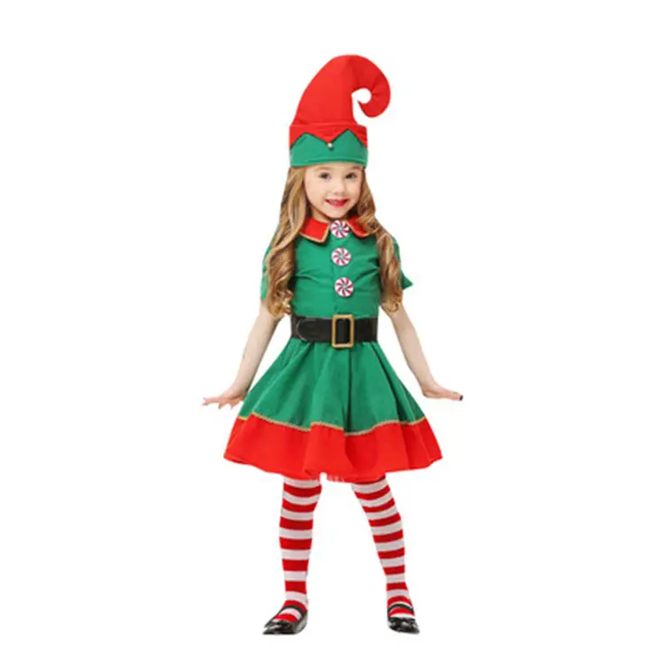 Disfraz de Navidad para niños, disfraz de elfo de Navidad, cosplay para padres e hijos, festival, hombres y mujeres, verde, costu