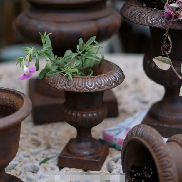 Ruggine colorata ghisa trofeo vaso ferro giardinaggio generi alimentari giardino antico vaso di fiori decorativo decorazione retrò vaso di fiori contai
