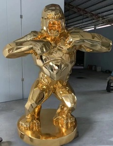 中国工場によるアートギャラリー/ウィンドウディスプレイ/モールの装飾のためのカスタム大型手描きゴリラ像樹脂キングコング彫刻 - Product Image 6