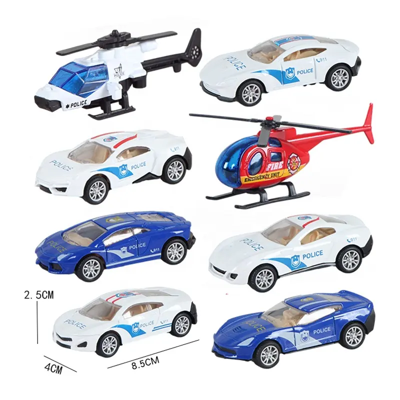 プロのミニボーイおもちゃ車モデル子供用合金おもちゃプルバックパトカー合金航空機セット