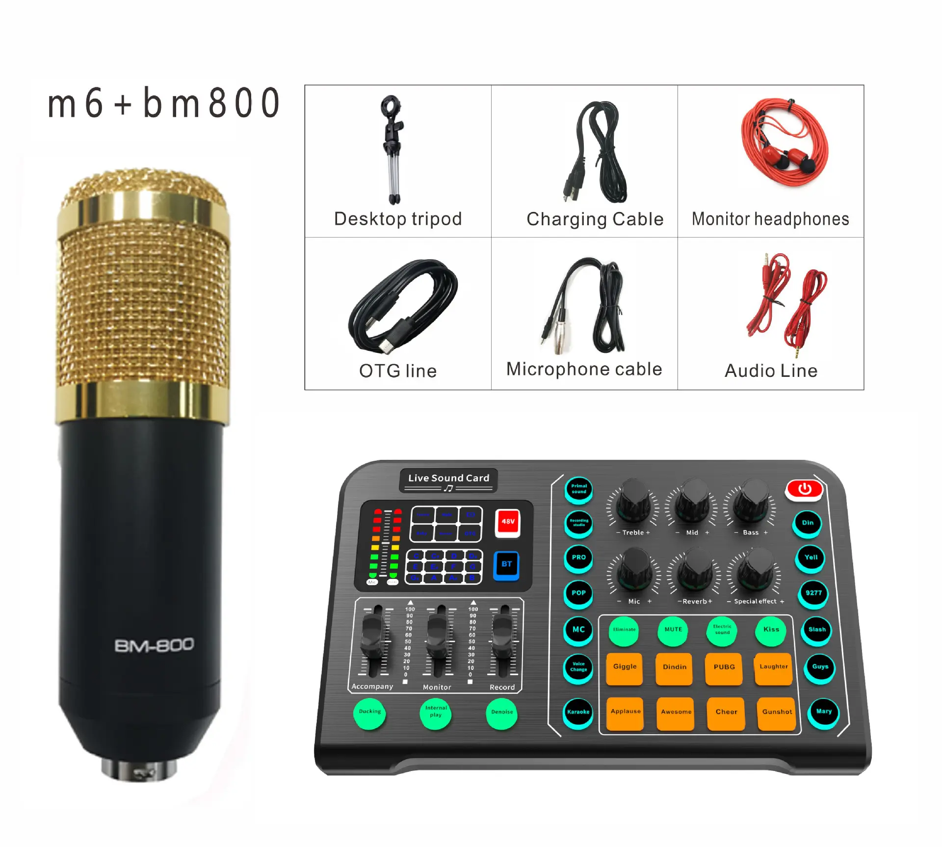 M6 BM800 scheda audio microfono supporta più piattaforme