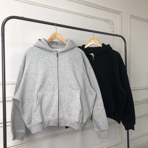 Heavyweight Personalizado Boxy Oversized Bordado Cropped Blanks Zipper Camisola Casual Street Wear Hoodie Mens Roupas de Inverno - Product Image 1