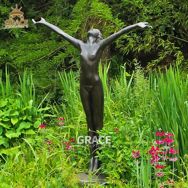 Escultura de bronce para mujer, brazos abiertos, gran oferta