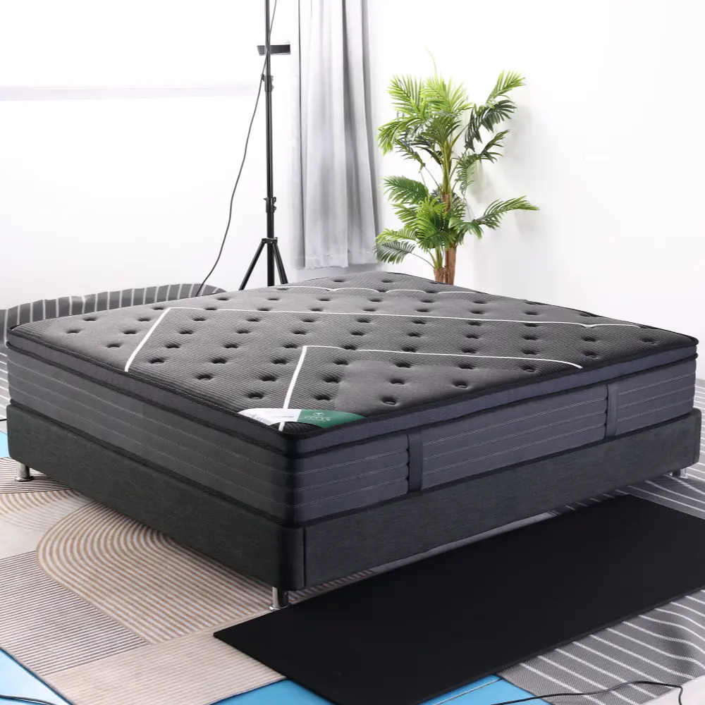 Großhändler 12 Zoll King Size Pocket Coil Feder Schlafzimmer Matratzen Gel Memory Foam Latex Queen-Size-Bett mit Rahmen und Matratze