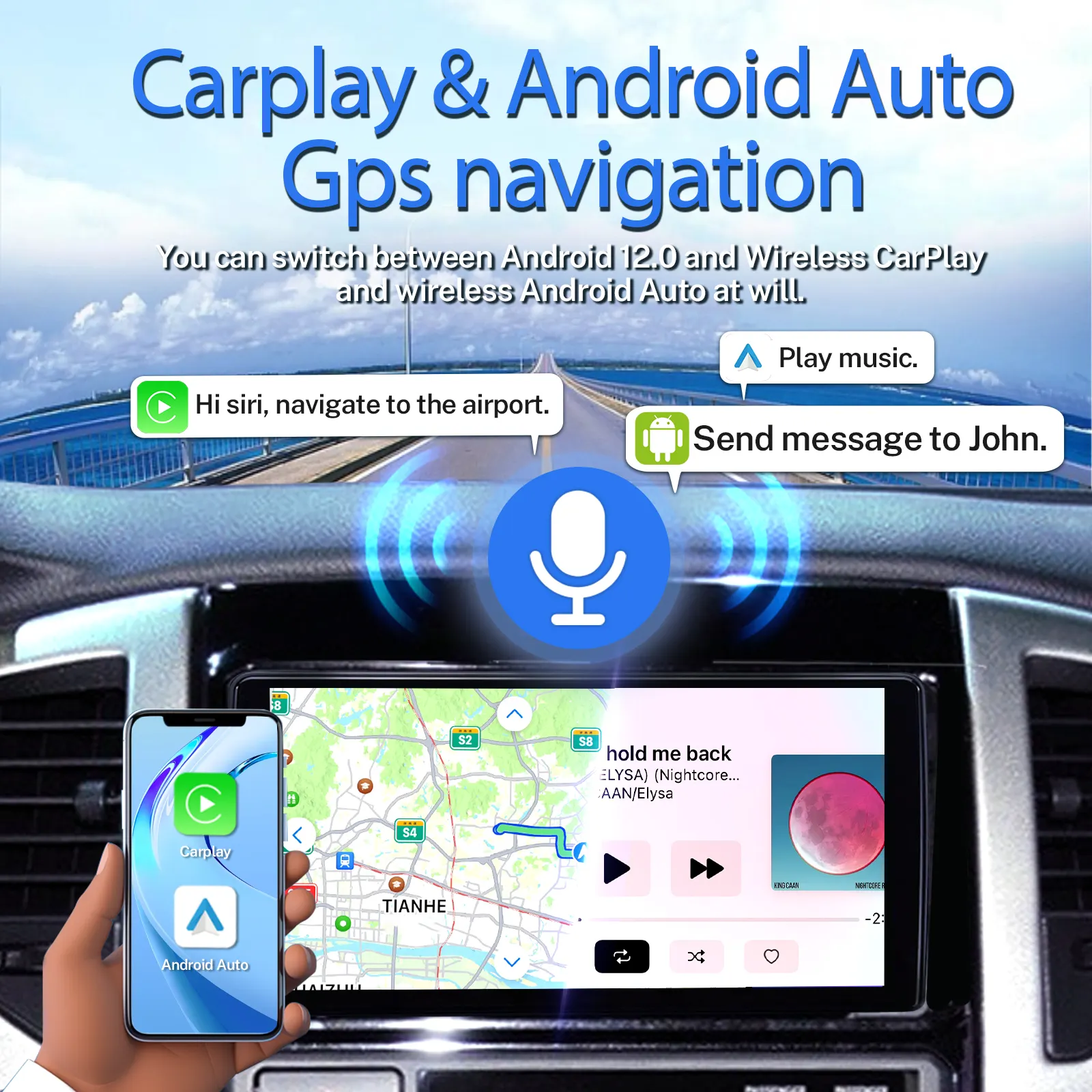 Chevrolet Spark GPS di navigazione Carplay lettore multimediale Android 13.0 universale autoradio 2013-2015 Radio 4 Core 2 + 64g di supporto