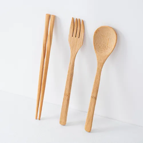 Set di stoviglie di bambù portatile bacchette naturali forchetta cucchiaio Set di posate di bambù personalizzato