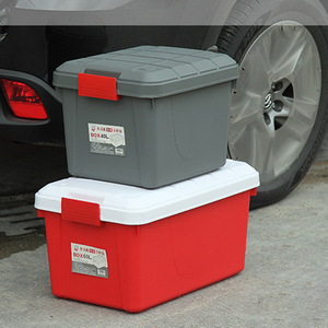 40 Liters Vehicle Boot Storage Boxes &amp; Bins Plastic Car Storage <strong>Trunk</strong> 42 Quart Grey and <strong>Red</strong> - Product Image 2