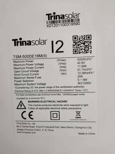 Trina太阳能顶点210毫米150电池太阳能电池板500w PERC半切割背板单晶模块 - Product Image 4