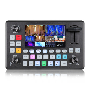 Conmutación de barra en T PGM y PVW Compatible con control de hasta dos capas Perilla de menú basculante de cinco vías Conmutador de video con 5 FHD LCD - Product Image 1
