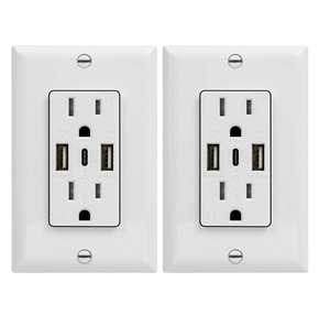 6AU USB Output 3-Port USA+ <strong>Type</strong> C Wall 15 Amp 125V American Tamper-Resistant Gfci/gfi Receptacle Plug, Ground Fault - Product Image 1