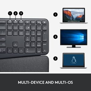 罗技ERGO K860无线键盘人体工程学分体电脑笔记本商务办公键盘109键键盘 - Product Image 5