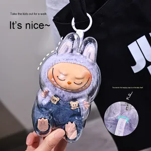 กล่องเก็บของเล่นแช่แข็งพลังงานขนาดใหญ่สำหรับป๊อปมาร์ท labubu เคสพีวีซีสำหรับที่นั่งมอนสเตอร์มาการอง V3กล่องปริศนา