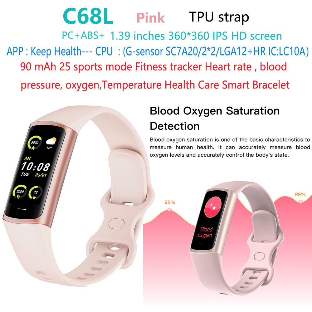 C68L-sport-fitness-tracker-bracelet-smart-watch rosa