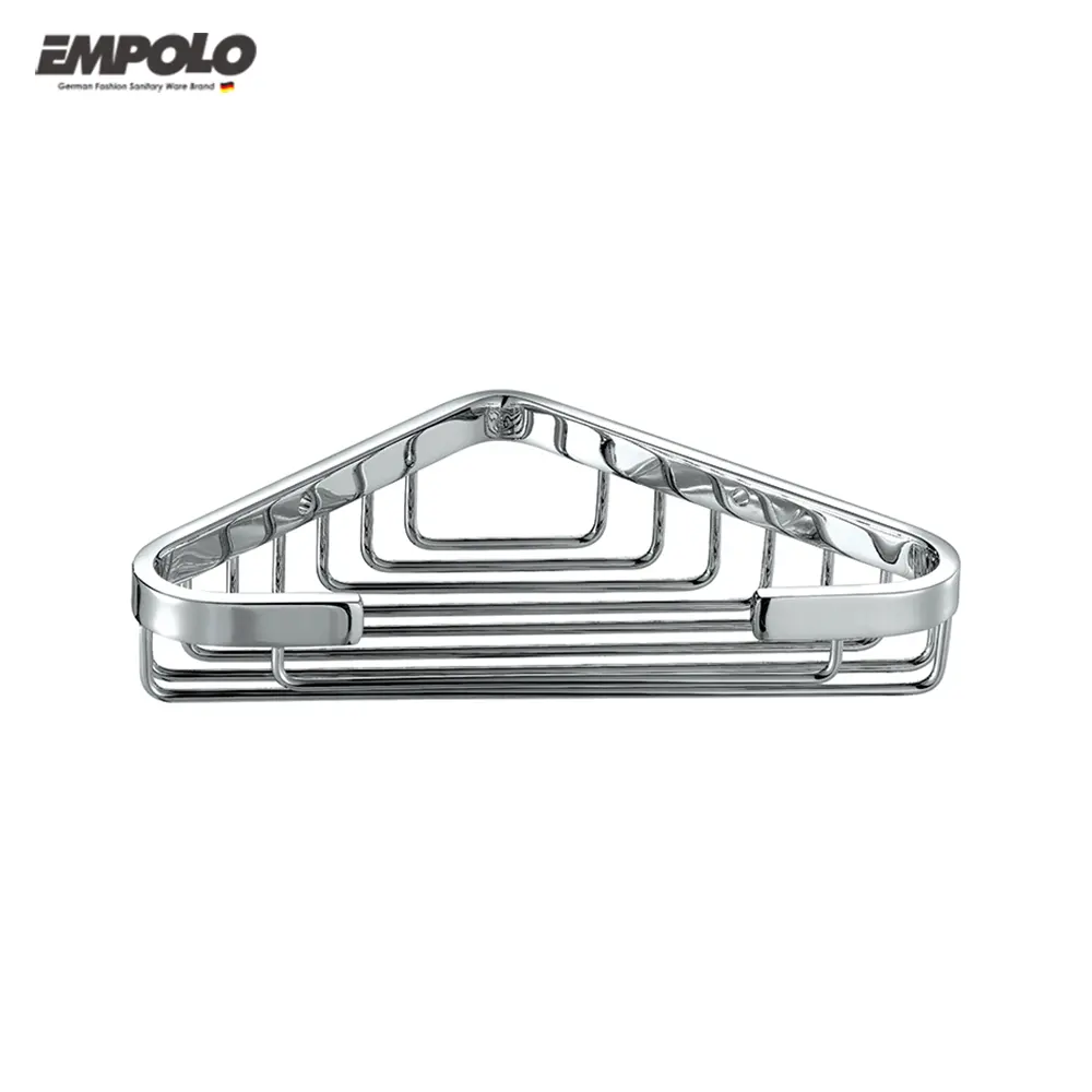Empolo Brass chromed plated single layer brass bathroom hanging corner shelf basket