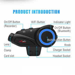 Maxto-sistema de intercomunicación M3 para motocicleta, grabadora de vídeo con BT, WIFI, emparejamiento Universal para casco completo/de media cara, DVR - Product Image 2