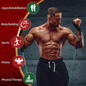 Custom Natural Latex Resistance Bands Workout Exercise Set <strong>Elastic</strong> Fitness Strength Training Bands With <strong>Loop</strong> <strong>Handle</strong> Door Anchor - Product Image 4