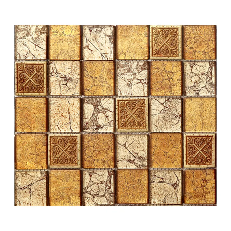 Resina de folha de ouro e telha mosaica de vidro romano