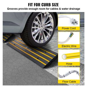 DB VEVOR ağır 15T kablo kapağı curresmi köprü 2 paket 2.6 \ "yükselme yüksekliği kauçuk Driveway frenlemek rampa kaldırım park bordürleri - Product Image 3