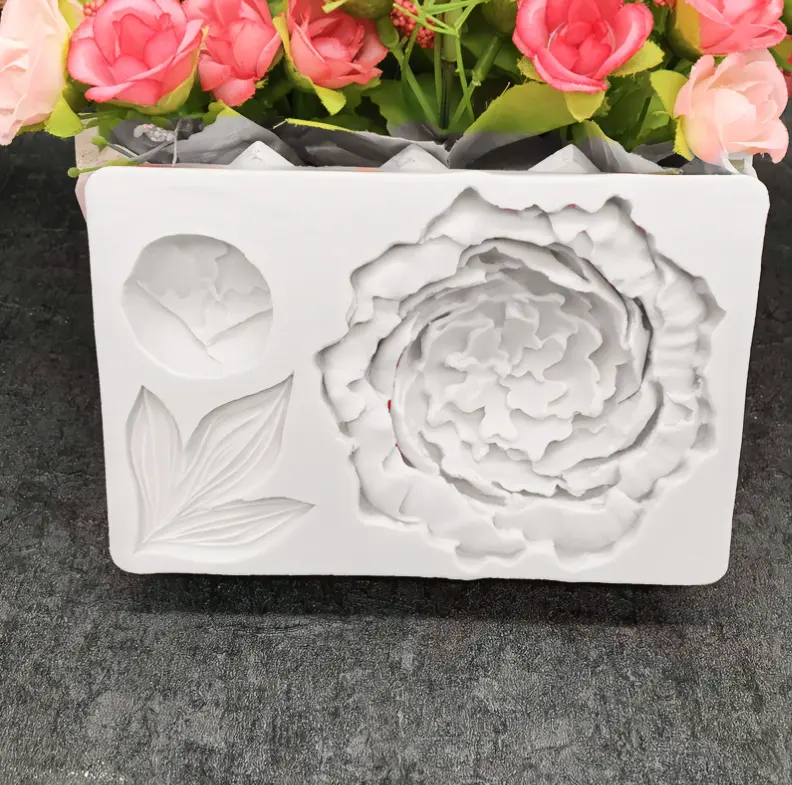 모란 잎 실리콘 퐁당 케이크 장식 금형 DIY 꽃 베이킹 도구 초콜릿 캔디 디저트 만들기