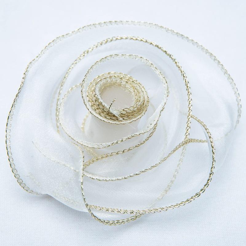 Blanc nacré*4cm* 9m bord doré sans tige