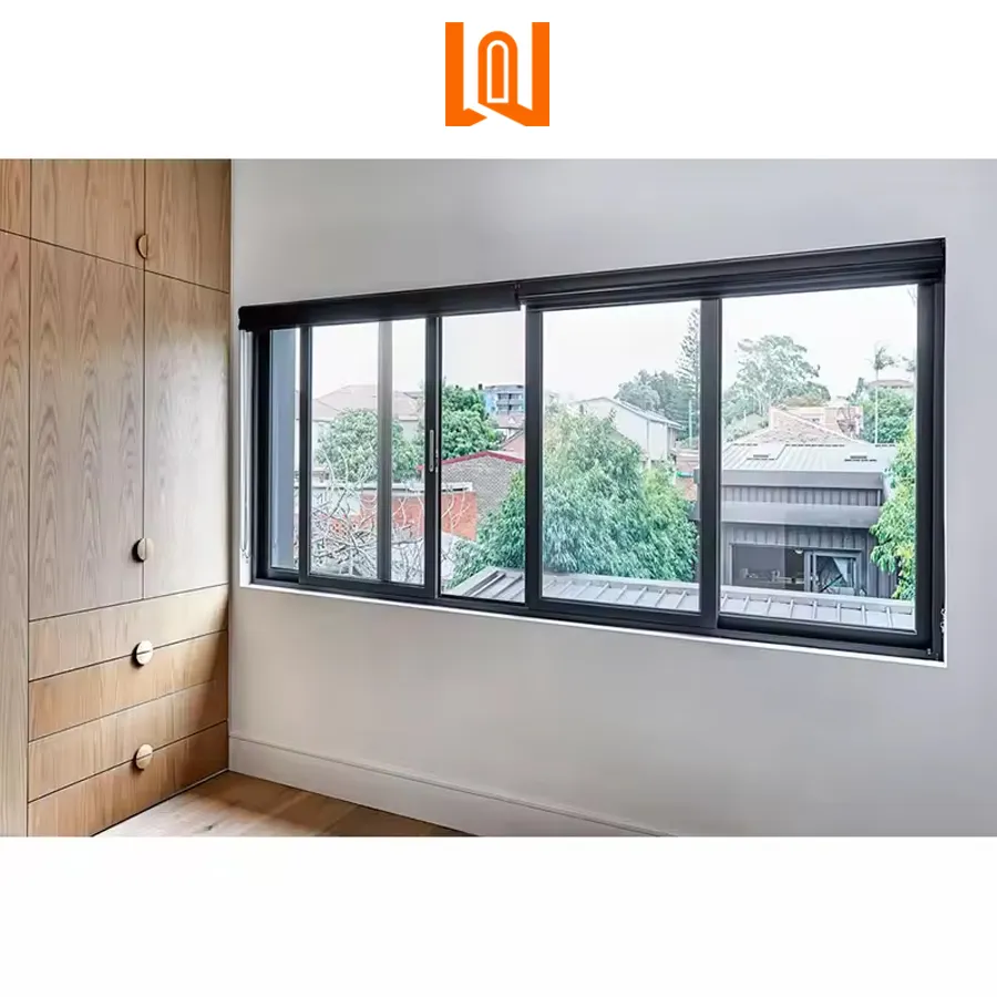 WANJIA Soundproof Horizontal Oem Odm Aluminum Sliding Window Customized Low-E Glass Double Windows