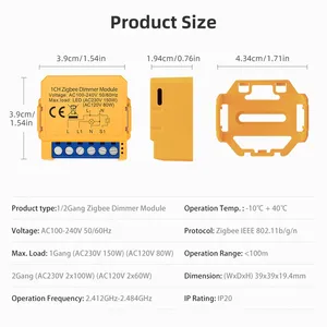 Tuya ZigBeeスマート調光スイッチモジュール1/2ギャング調光スイッチモジュールAPPリモコンAlexa Google Home - Product Image 6