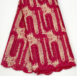 Vải Kim Sa Đỏ Tía Cắt Đôi Thủ Công Tiệc Cưới ASO EBI Truyền Thống Châu Phi - Product Image 4