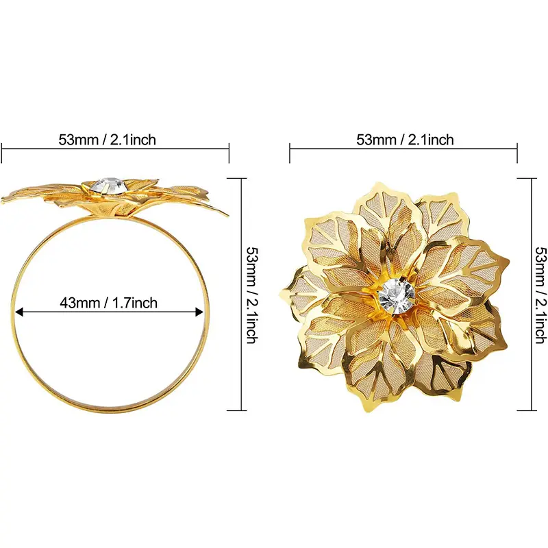 Alloy Guardanapo Anel Flor Rhinestone Design Toalha Guardanapo Fivela Titulares Casamento Festa Decoração De Mesa De Jantar