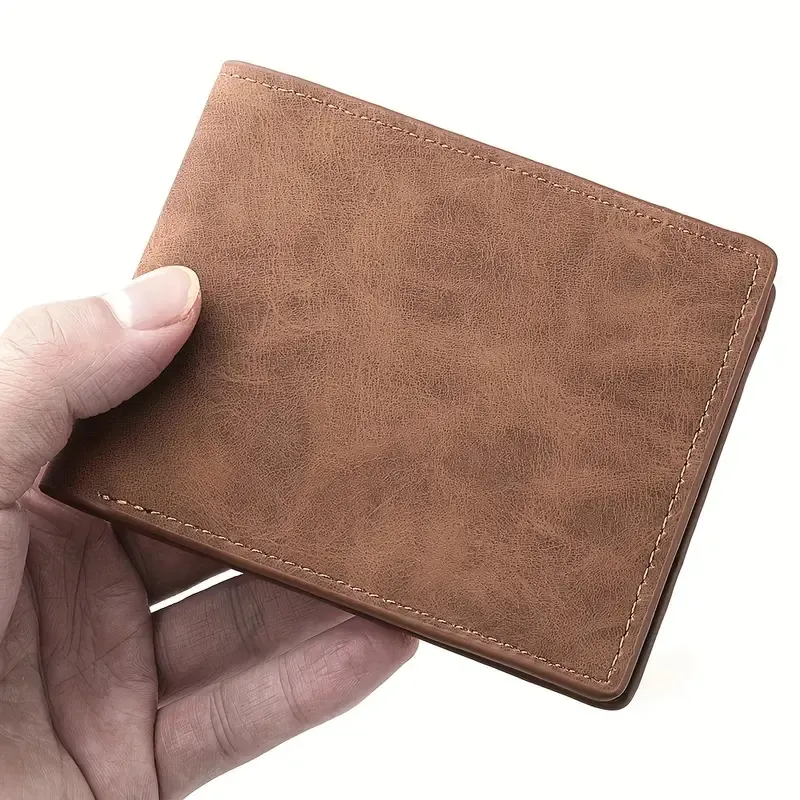 Dompet kulit PU lembut sederhana pria, dompet tipis Vintage, tempat kartu kredit