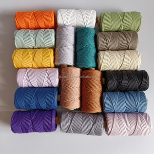 Cuerda de macramé para manualidades, hilo de algodón reciclado de un solo Color, 4mm - Product Image 3