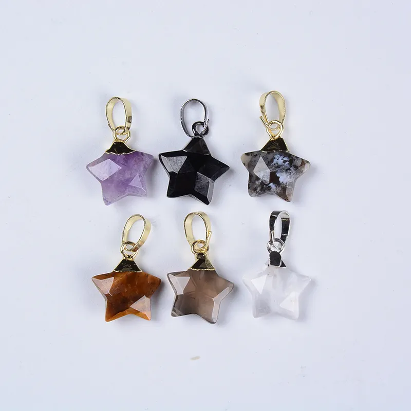 Wholesale Natural Stone Star Shape Pendants for DIY Jewelry Making Gemstone Beads for Necklace