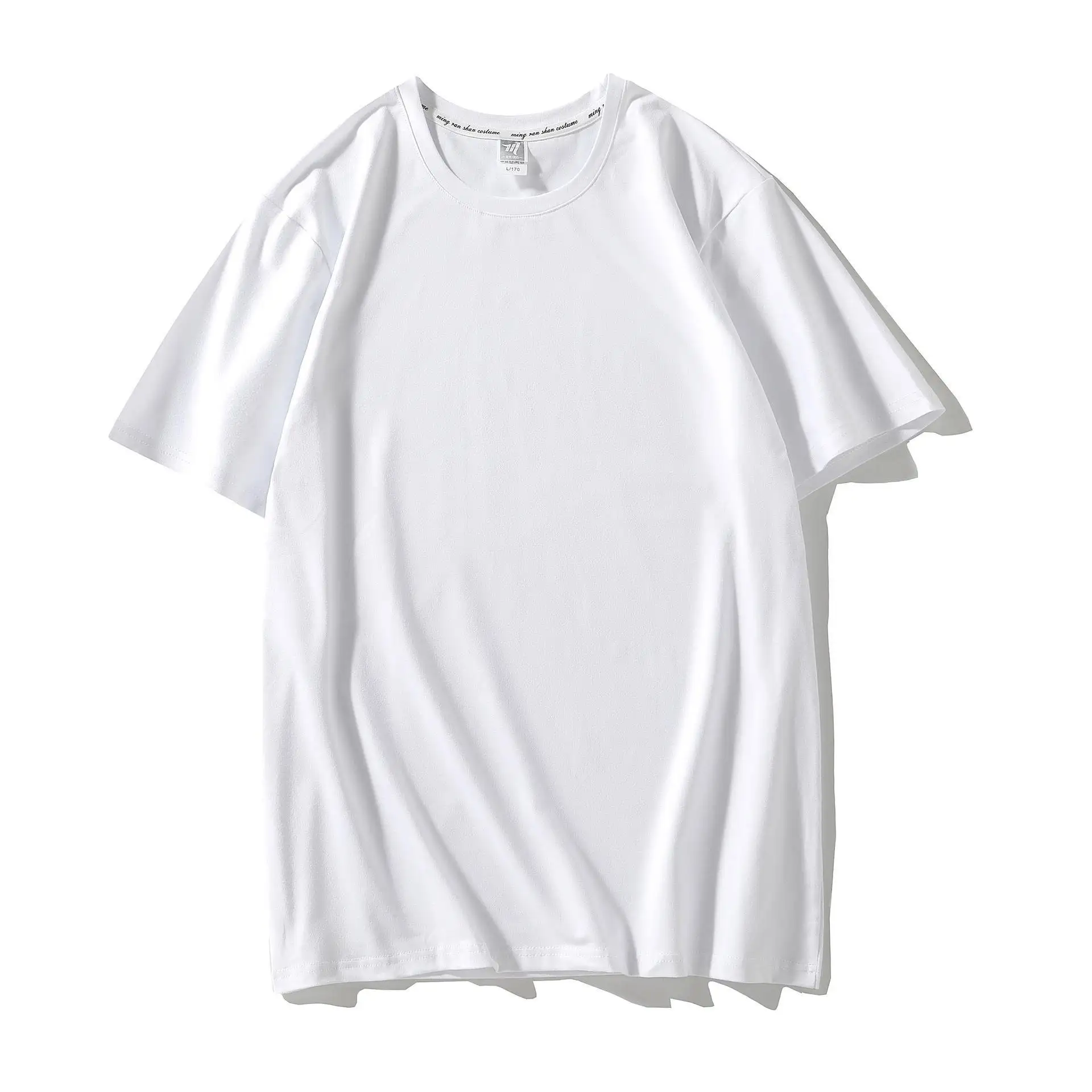 高品質のTシャツ女性ホワイトTシャツルーズスタイル半袖プレーンカジュアル夏2024空白の男性を印刷するための綿