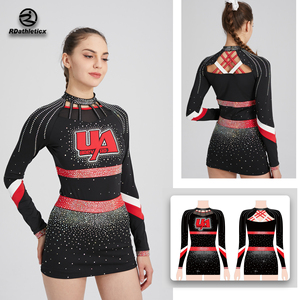 <strong>Cheer</strong> and Dance Queen Style Cheerleading Uniforms with Mesh and Rhinestone Crystal Mermaid Skin Cheerleader Uniforms - Product Image 3