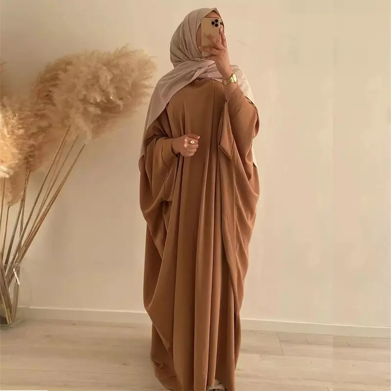 Vestido de mujer musulmana manga murciélago islámico Dubai turco Islam ropa de oración sólido Dubai túnica suelta Abaya