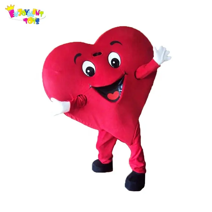 Disfraz de Mascota de corazón rojo, disfraz de piel de dibujos animados, CE