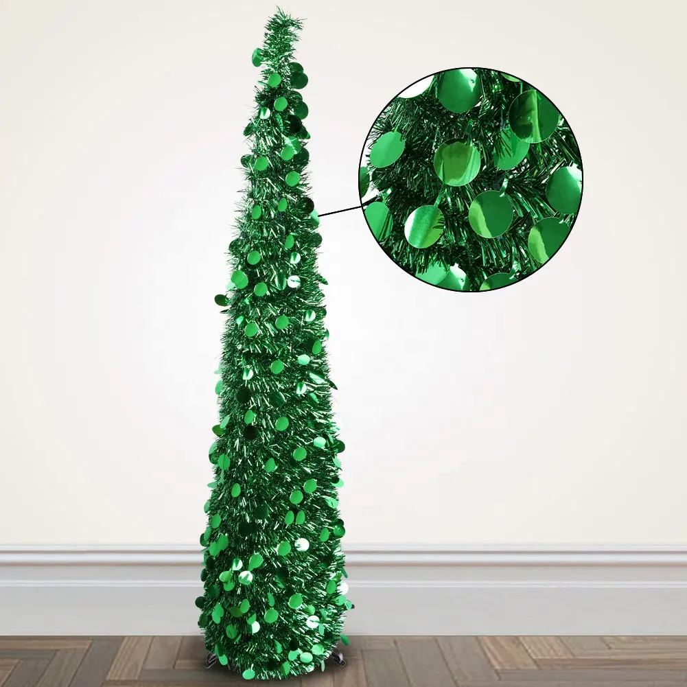 Oropel Pop up de alta calidad, Delgado, árbol de Navidad de PVC, plateado, para decoraciones interiores del hogar, Festival de Navidad