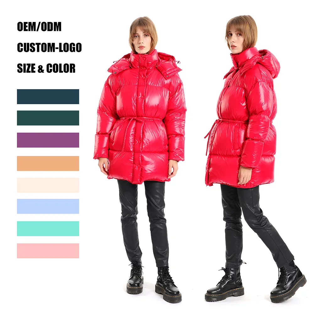 Piumino imbottito di vendita caldo per ragazze cappotto invernale con cappuccio caldo per donna