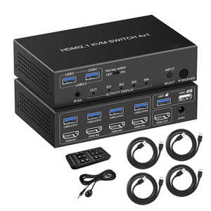 4x1 HDMI 8K KVM Switcher <strong>4</strong> in <strong>1</strong> Out Audio Video Converter Support Atmos Soundbar SPDIF Toslink Audio Remote Control ARC - Product Image 1