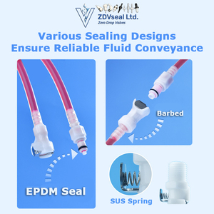 Zdvseal Bảng điều khiển gắn Inline hose barb valved thẳng thông qua nhanh chóng kết nối phát hành khớp nối cơ quan nam chèn - Product Image 4