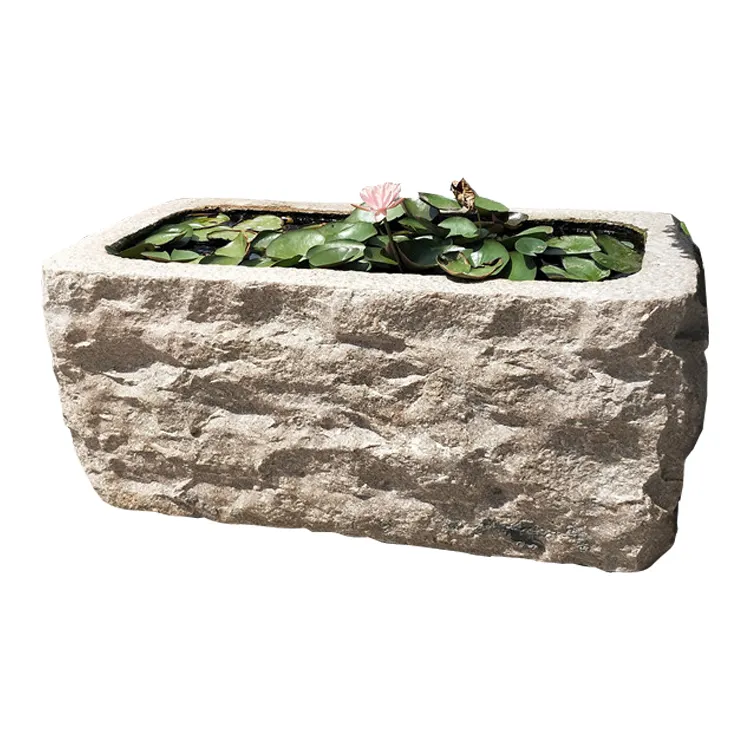 MACETAS DE AGUA rectangulares de piedra antigua para jardín, macetas de jardín de piedra Natural hechas a mano, macetas para decoración de jardín al aire libre