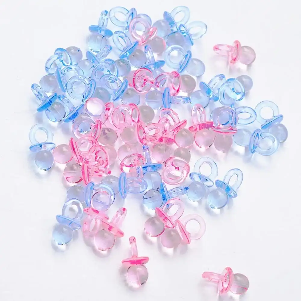 120 Pcs Mini Acrilico Blu Rosa Misto Del Bambino Ciuccio Spargimento Della Tabella Dei Coriandoli per Baby Shower Festa di Compleanno Decorazioni FAI DA TE