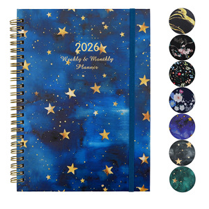 A5 Logotipo personalizado Papel de impresión dorado Cubierta dura Banda elástica Bobina Cuaderno Índice Etiqueta Diario Scheudle Cuaderno - Product Image 1