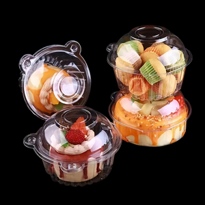 Qingdapブリスターボックス卸売かわいいデザインペットプラスチッククラムシェル容器丸箱デザート用食品包装 - Product Image 1