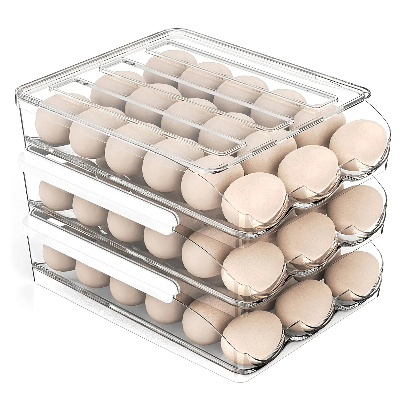 Soporte de huevos de gran capacidad para refrigerador, caja de almacenamiento de huevos frescos para nevera, contenedor de almacenamiento de huevos, contenedor organizador