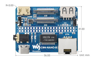 Roarkit Raspberry Pi CM4 Nano-Basis platine (B) USB CSI DSI Mini-kompatibles Gigabit-Ethernet RJ45 Gleiche Größe wie das CM4 für RPI - Product Image 6