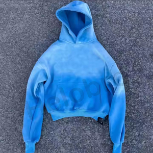 Sudadera con capucha lavada de algodón pesado de alta calidad para hombre, jersey de gran tamaño en blanco personalizado con capucha recortada cuadrada sin cuerda para invierno - Product Image 3