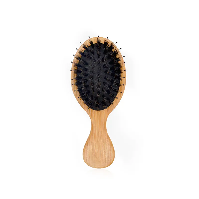 Mini brosse à cheveux naturelle en nylon à poils de sanglier Petite brosse à cheveux en poils de hêtre Massage du cuir chevelu Airbag Peigne en nylon